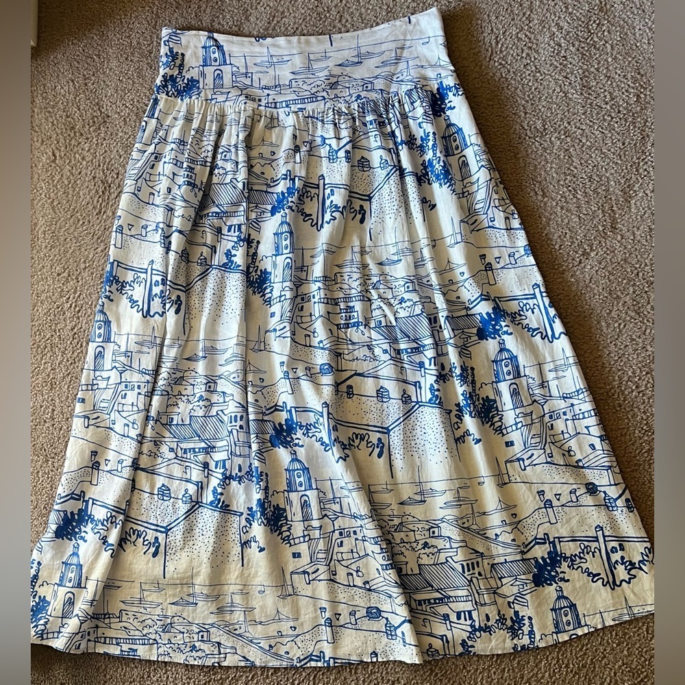 Calypso St. Barth Coastal Sails Linen Blend Maxi Skirt Sz XL - Picture 2 of 11